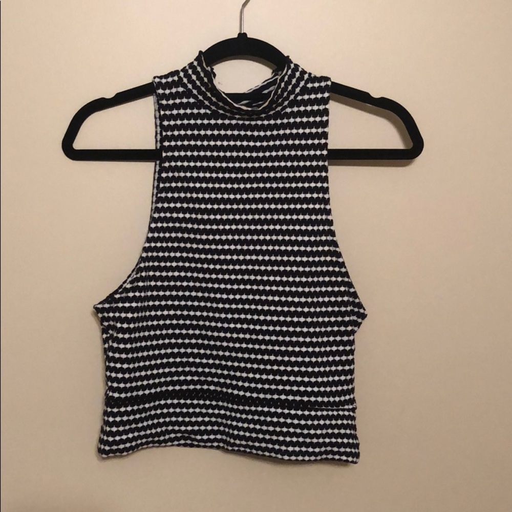 Black and White Free People Razor Tank Crop